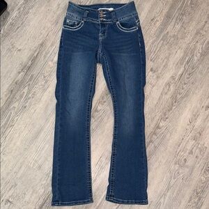 Stylish Indigo Boot Cut Women's Jeans with Embroidered Dreamcatcher on Pockets